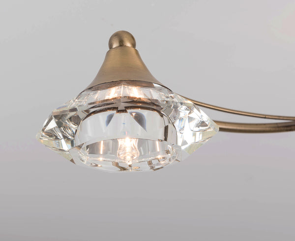 3 Light Semi-Flush Ceiling Light, Antique Brass Finish, Clear Glass Shades, G9 Bulb Cap