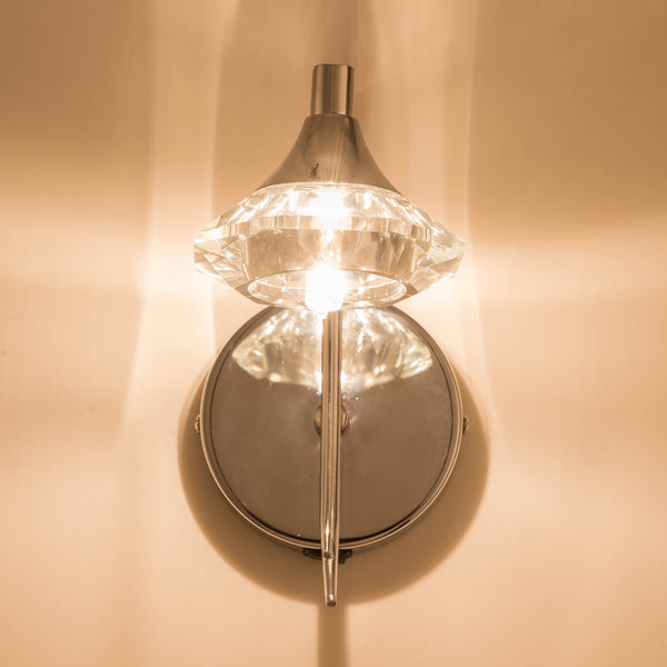 Single Wall Light and Sconce, Polished Chrome Finish, Clear Glass Shade, G9 Bulb Cap