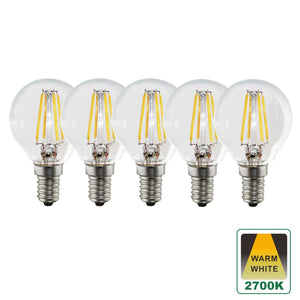 Harper Living E14 4.5W Clear Glass Warm White Dimmable Golf LED Bulbs, Pack of 5