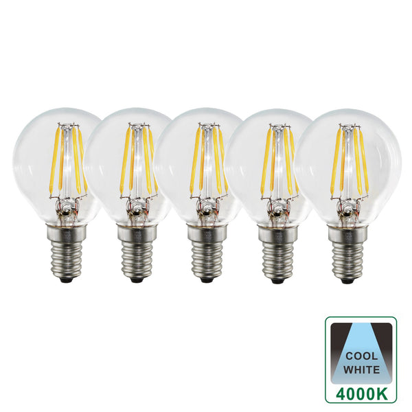 E14 4.5 Watts Dimmable LED Vintage E14 Small Light Bulb, Golf Ball Shape, Cool White Packs of 3, 5 and 10