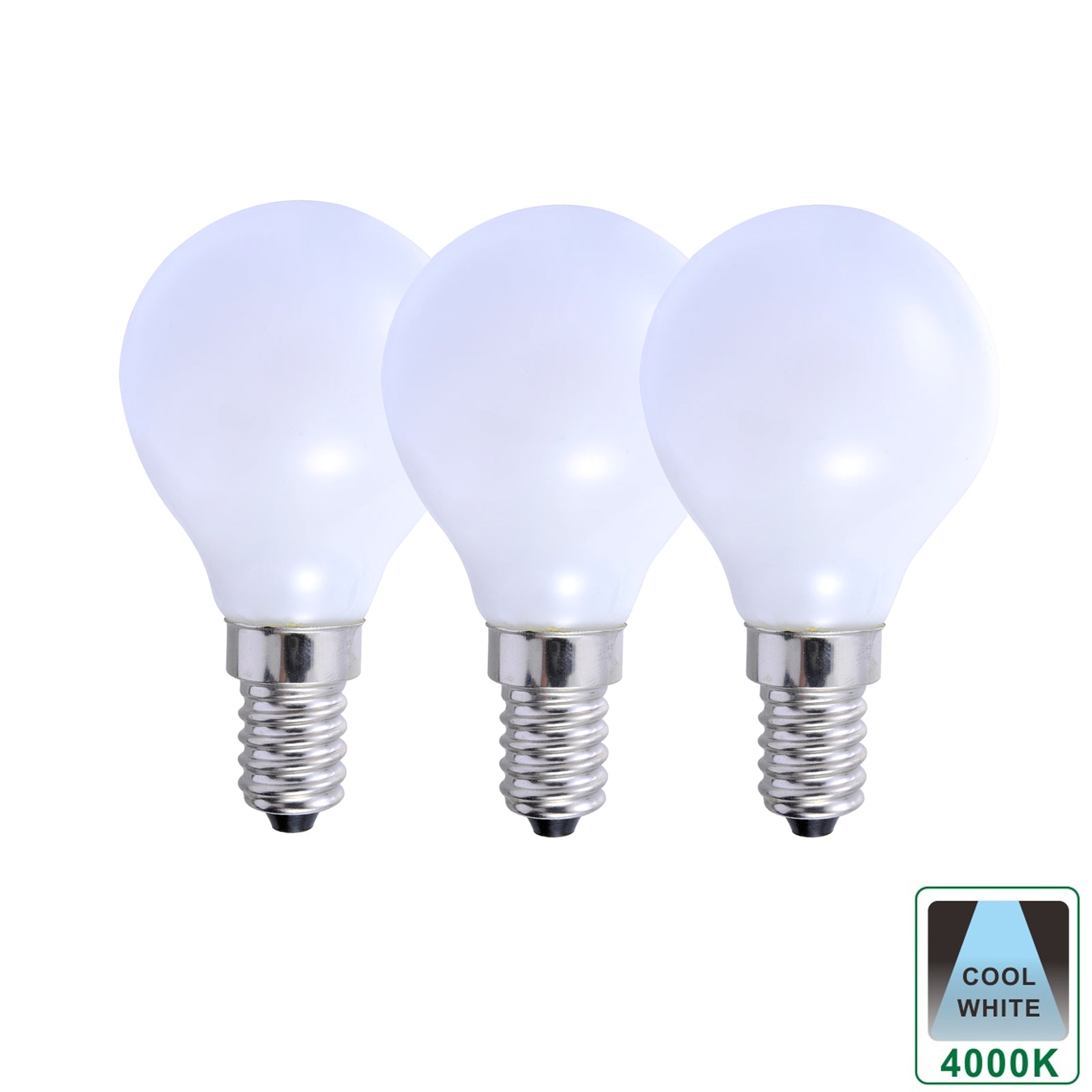 E14 5 Watts Dimmable LED Vintage E14 Small Light Bulb, Golf Ball Shape, Cool White Opal Finish Packs of 3, 5 and 10