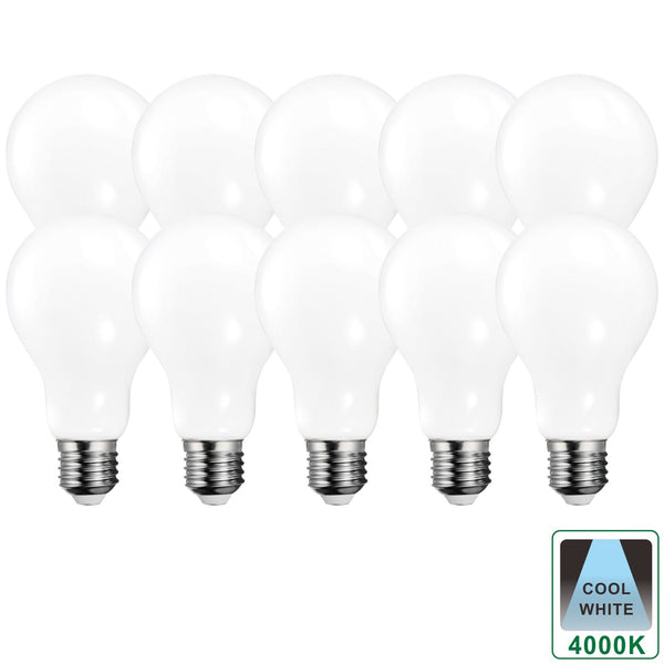 E27 16 Watts Non-Dimmable LED Traditional GLS Light Bulb, Opal Finish Cool White Packs of 3, 5 and 10