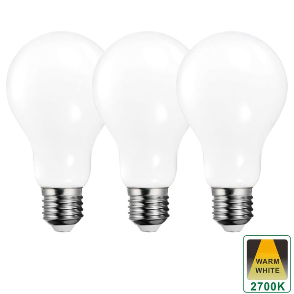 E27 16 Watts Non-Dimmable LED Traditional GLS Light Bulb, Opal Finish Warm White Packs of 3, 5 and 10