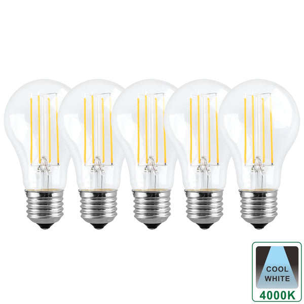 E27 8 Watts Dimmable LED GLS/A60 Standard Light Bulb, Cool White Packs of 3, 5 and 10