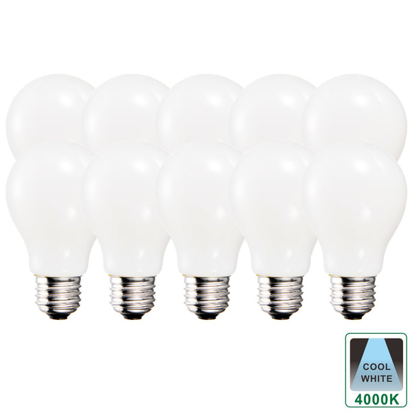 E27 8.5 Watts Dimmable LED GLS/A60 Standard Light Bulb, Opal Finish Cool White Packs of 3, 5 and 10