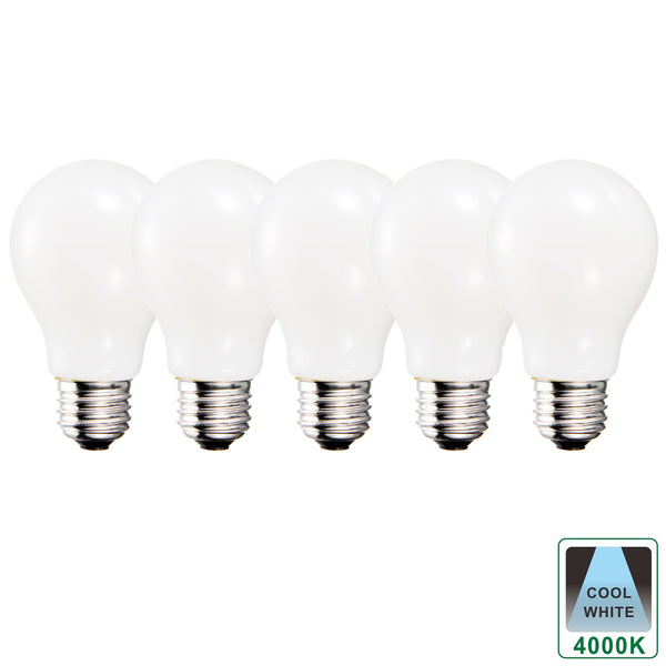 E27 8.5 Watts Dimmable LED GLS/A60 Standard Light Bulb, Opal Finish Cool White Packs of 3, 5 and 10