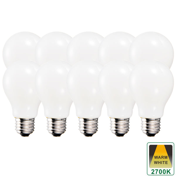 E27 9 Watts Dimmable LED GLS/A60 Standard Light Bulb, Opal Finish Warm White Packs of 3, 5 and 10