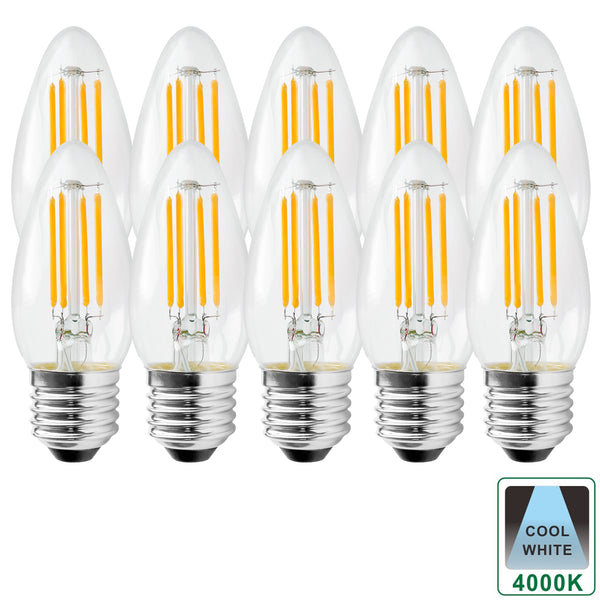 E27 4.5 Watts Dimmable LED Filament Candle Light Bulb, Pack of 3, 5 and 10