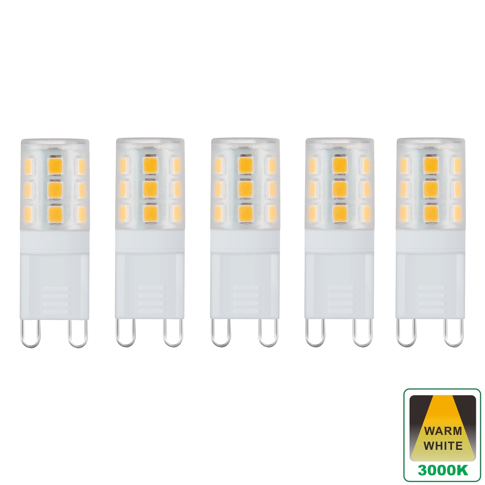 G9 3 Watts LED Capsule Bulb, Warm White Non-Dimmable, Pack of 5