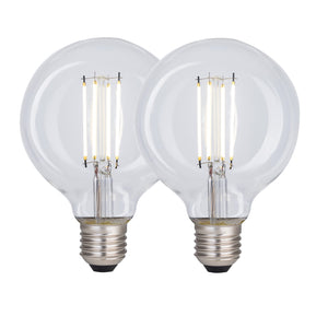 G95 8 Watts LED Globe Bulbs, E27 Cool White Dimmable, Pack of 2