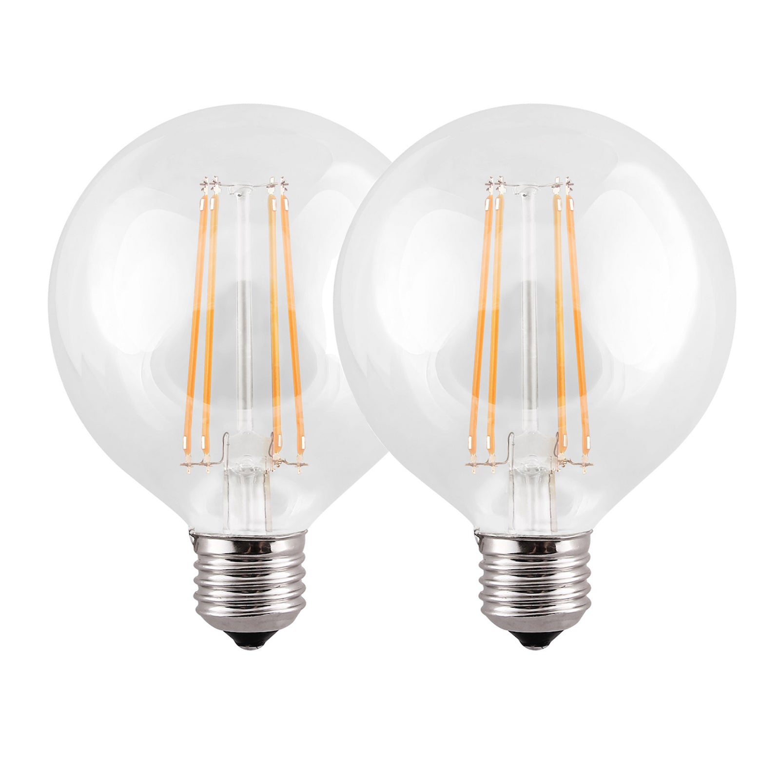 Harper Living G95 8W Clear Glass Warm White Dimmable Globe LED Bulb, Pack of 2