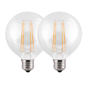 Harper Living G95 8W Clear Glass Warm White Dimmable Globe LED Bulb, Pack of 2