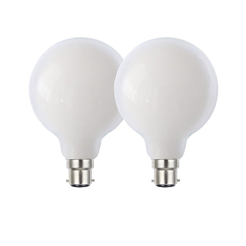 Harper Living G95/B22 8W Opal Glass Warm White Dimmable Globe LED Bulbs, Pack of 2