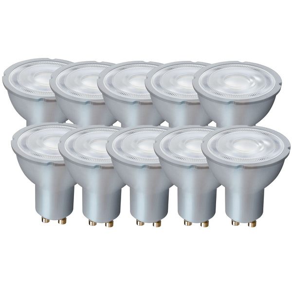 Harper Living 7 Watts GU10 LED Bulb Silver Spotlight Warm White Dimmable, Pack of 10