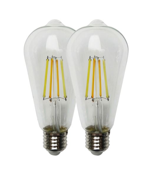 Wi-Fi E27 ST64 6.5 Watts LED Smart Bulb, CCT 2700K-6500K, Dimmable, Pack of 2