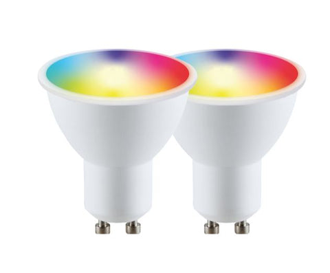 Wi-Fi GU10 5.5 Watts LED Smart Bulb, RGB CCT 2700K-6500K, Dimmable, Pack of 2