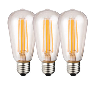 Harper Living ST64 Clear Glass Squirrel Cage LED Bulb E27 Base, Pack of 3